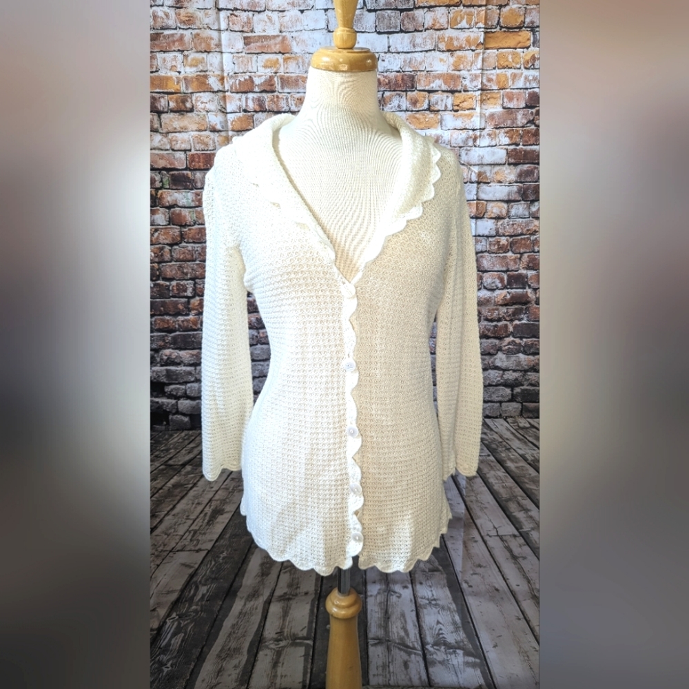 Vintage Tiara International Knitted White Cardigan (391388-307)